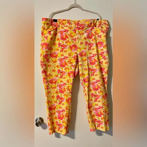 Old Navy Yellow Floral High Rise Pixie Skinny Pant Secret Smooth Pockets Size 24